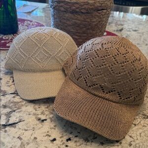 Stylish Tan and Cream Women's Knit Caps